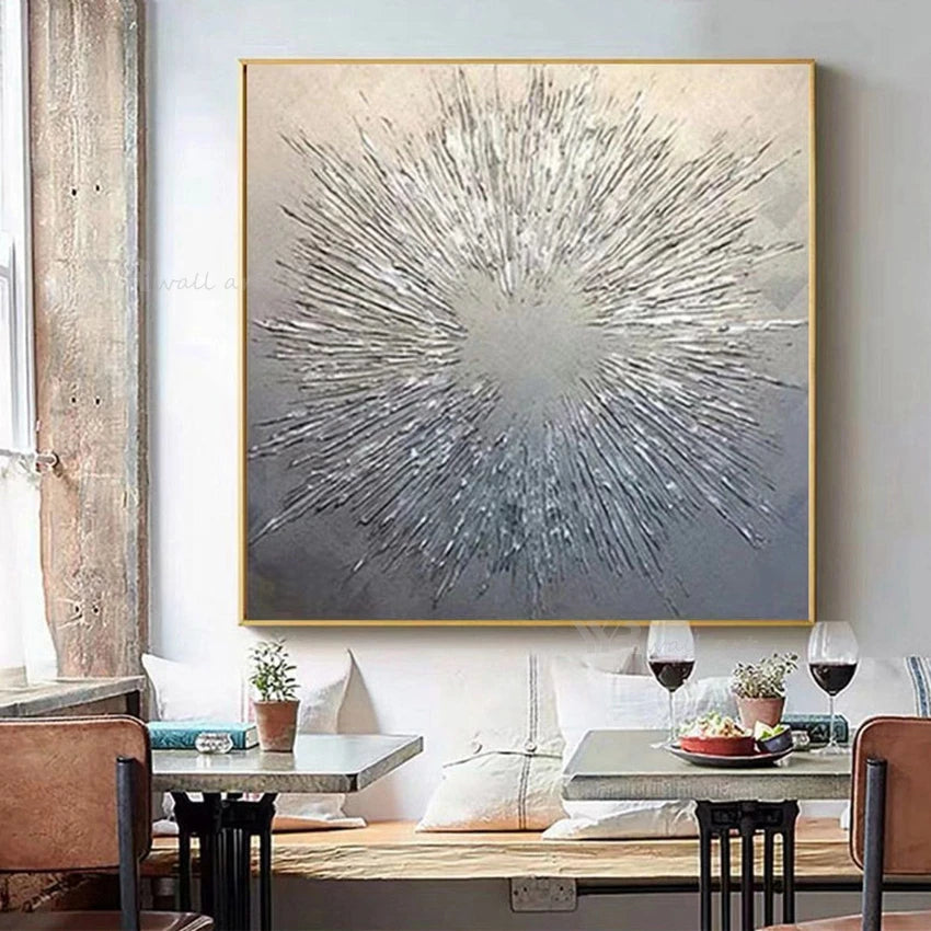 Handmade Gold & Silver Oil Painting on Canvas