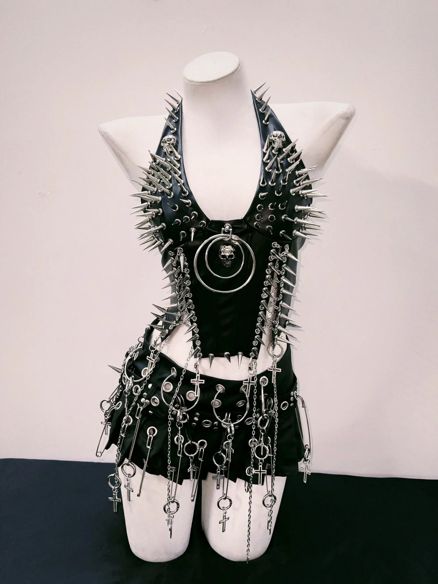 Y2K Gothic Rivet Bustier Crop Top for Women