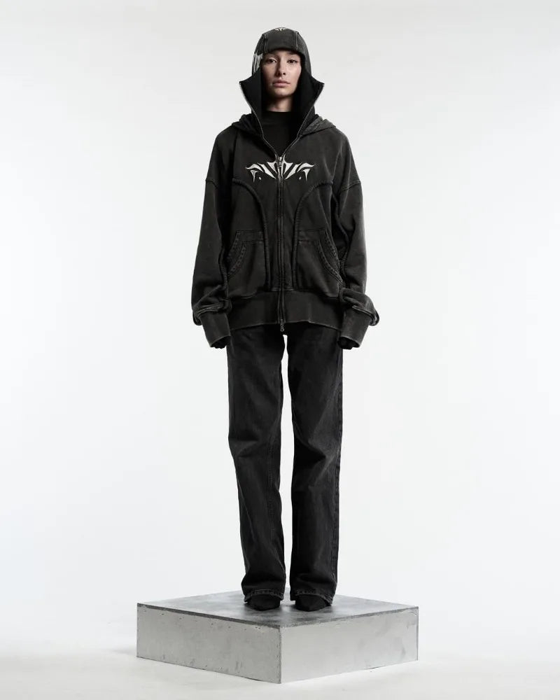 Y2K Vintage Zip-Up Hoodie Gothic Oversized Sweatshirt