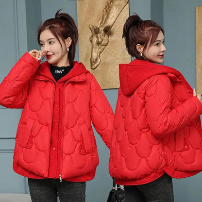 Women’s Hooded Parka Short Thick Cotton-Padded Jacket